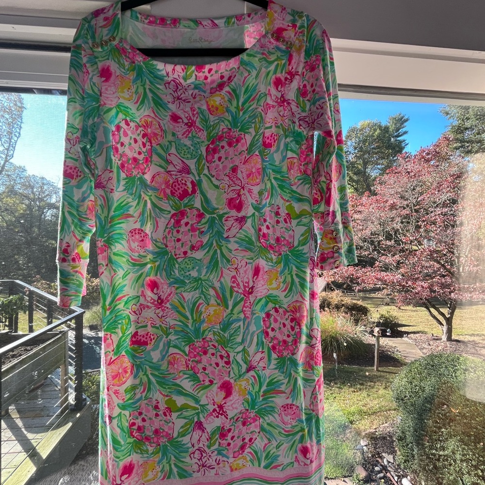 Lilly Pulitzer Pink Green Floral Maxi Dress